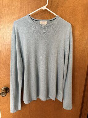 Banana Republic Sweater Mens Large Blue Silk Cashmere Crewneck Lightweight Knit